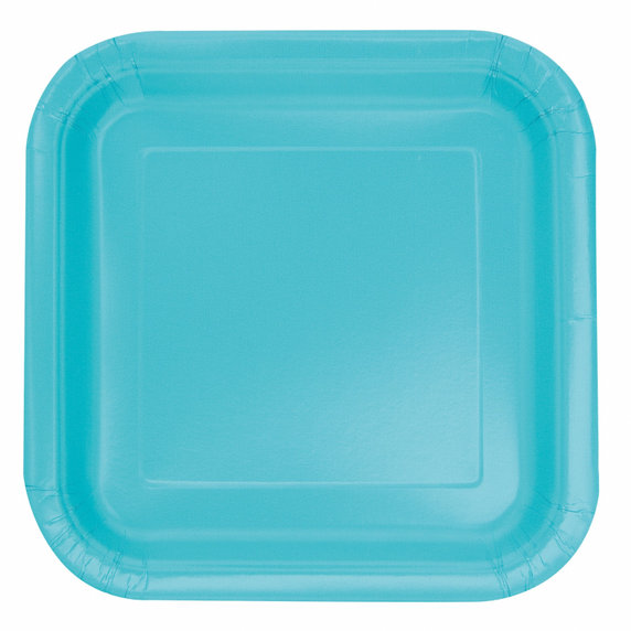 Teal square paper plate