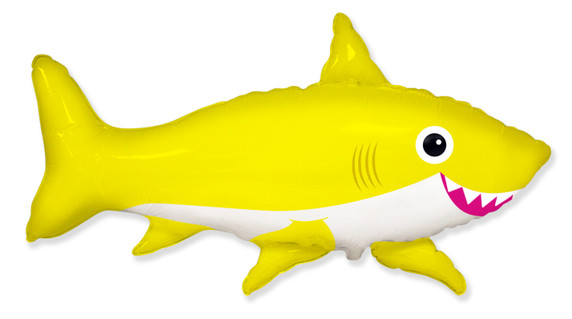 Jumbo Foil Shaped Balloon Happy Shark Yellow 42''
