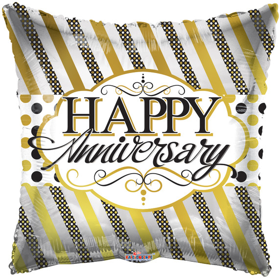 Anniversary Lines & Dots Foil Balloon 18''