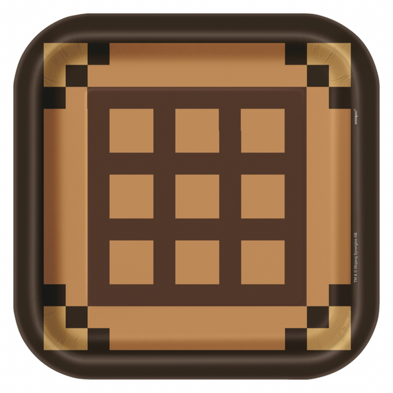 Square paper plate with Minecraft theme