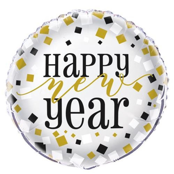 Bulk Black/Gold/Silver New Year Foil Balloon 18''