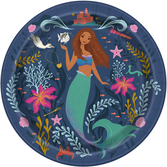 Undersea Delights: The Little Mermaid Paper Plates - 9 inch (8ct) - Dive into Magical Dinin