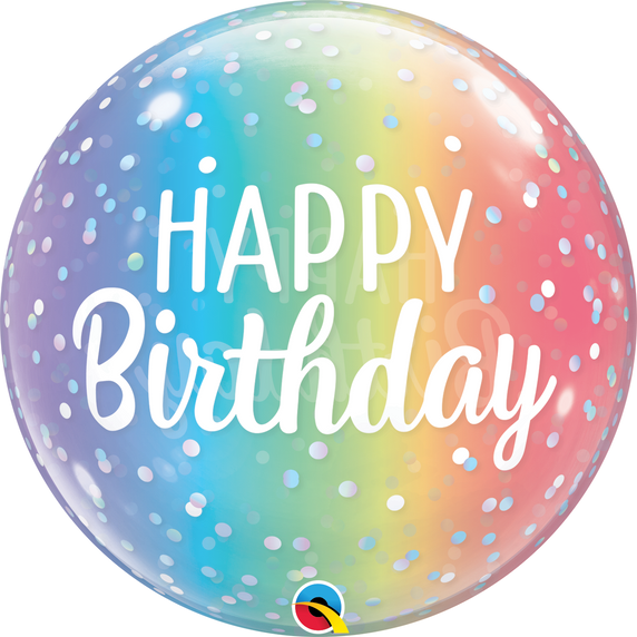 Celebrate in Style: 22-inch Happy Birthday Ombre & Dots Bubble Balloon – Perfect for Parties and Special Occasions