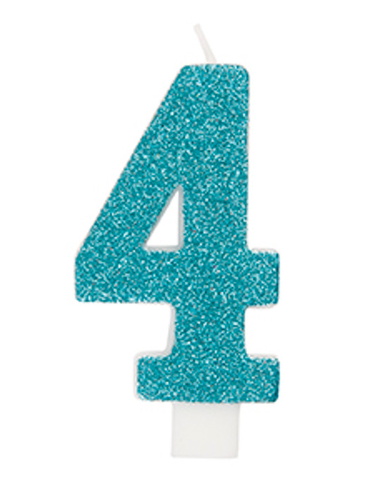 Glitter Number 4 Birthday Candle - Assorted Colors