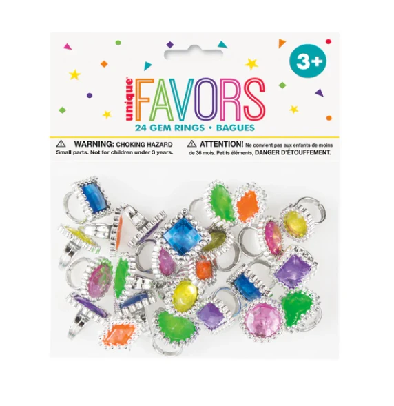 24 Count Gem Rings - Party Favors