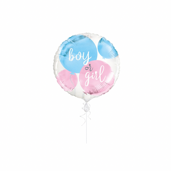 Gender reveal round foil balloon