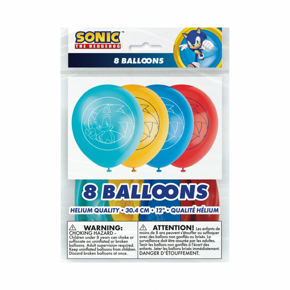 Sonic the Hedgehog party balloons 8 pack