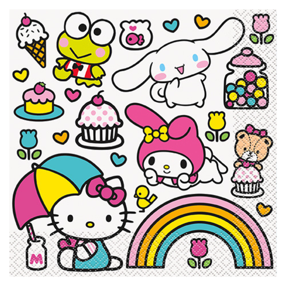 Hello Kitty large party napkins with pink and colorful design