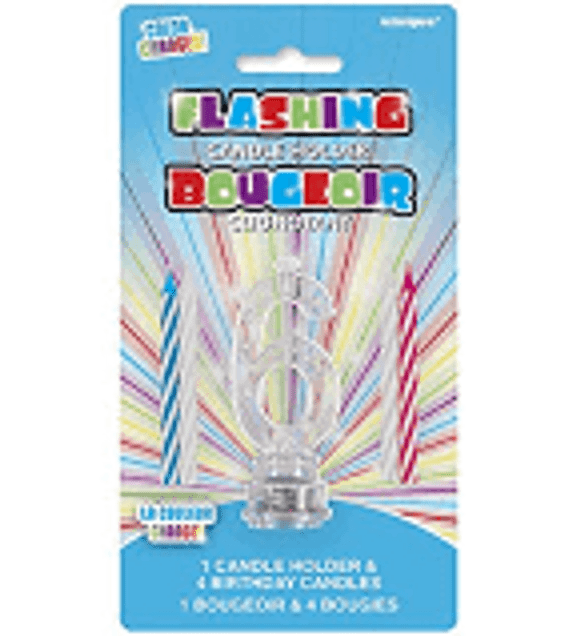 LED Multicolor Flashing Candle Holder Number 6 Cake Topper