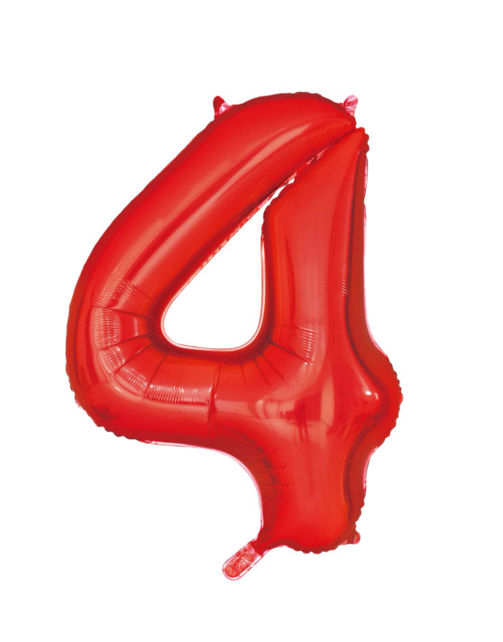 34-inch Number 4 Red Foil Balloon for Birthdays, Anniversaries, and Party Decorations