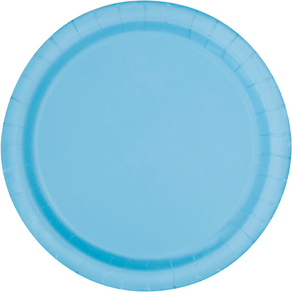 Powder blue paper plates 20 count 8.5 inch round disposable party plates