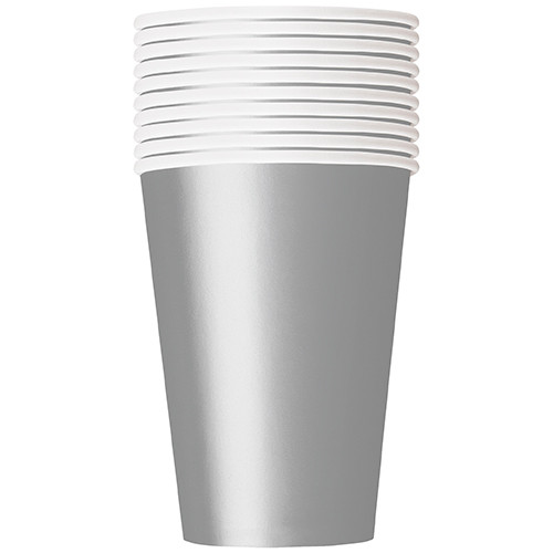 Silver paper party cups 10 count 12 oz disposable drink cups