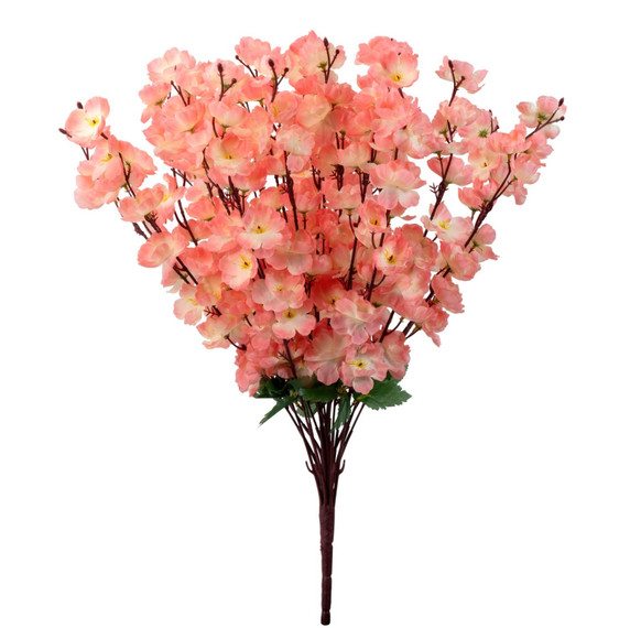 Blush pink and pastel yellow peach blossom branch with realistic faux flowers