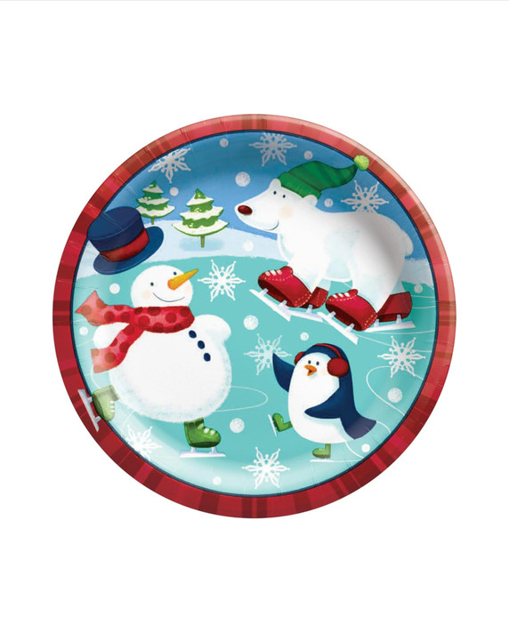 Holiday Fun 8 5/8 inch paper plates with colorful holiday design