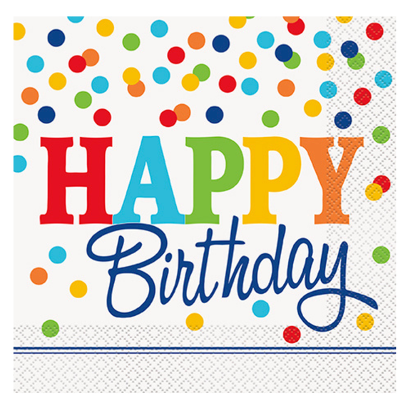 happy birthday polkadot large paper napkins 16-count