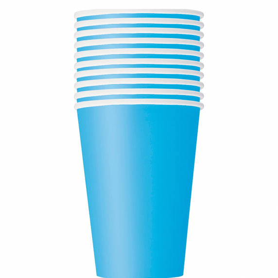 Powder Blue Paper Cups – 12 oz, 10 ct