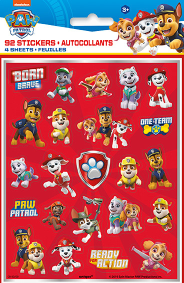 paw patrol sticker sheets 4-count for kids party favors