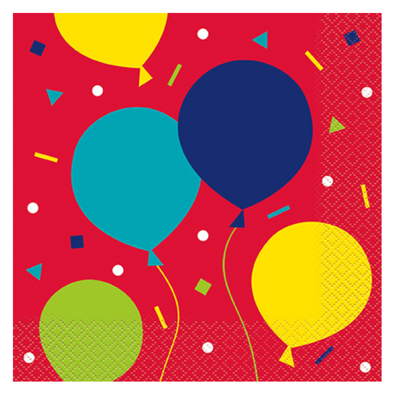 balloon party birthday large paper napkins 16-count