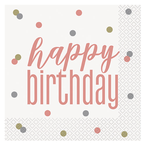 birthday glitz rose gold large paper napkins 16-count