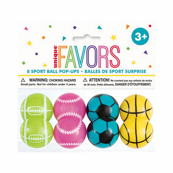 8-piece sports ball pop-up set for parties