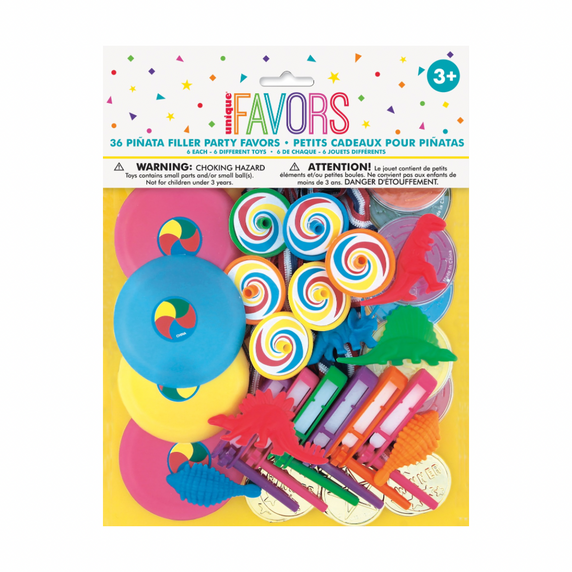 36-piece piñata filler set for birthday parties