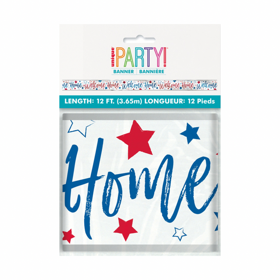 Red white and blue welcome home banner 12 ft