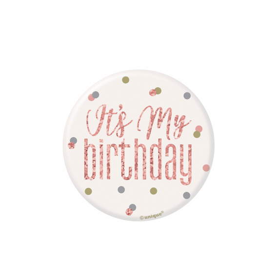 Glamorous 3-inch party badge for birthday person