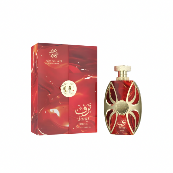 Front view of Taraf Rouge cologne packaging