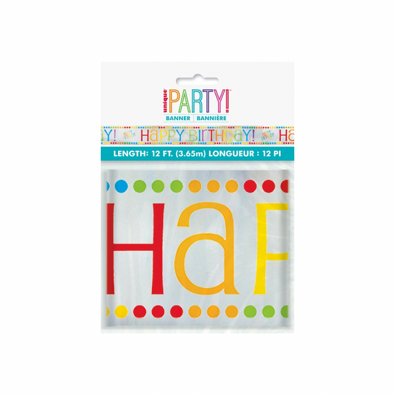 Rainbow birthday foil banner 12ft