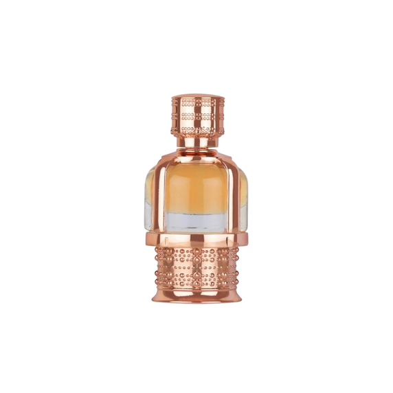 Lattafa Amoura concentrated perfume oil bottle — creamy oriental vanilla fragrance with almond, coconut, jasmine and tonka bean notes