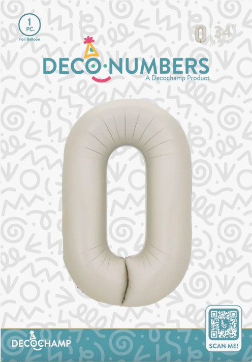 DecoChamp Latte Foil Number 0 Balloon 34" for Birthday and Anniversary Party Decor