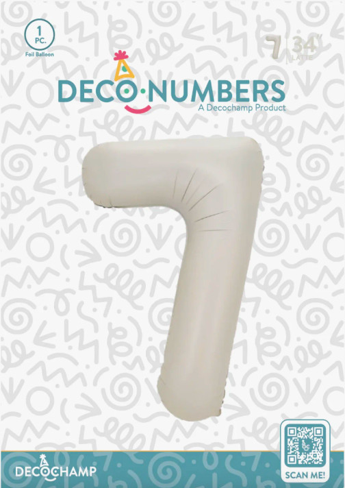 DecoChamp Latte Foil Number 7 Balloon 34" for Birthday Party and Event Decorations