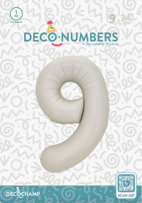 DecoChamp Latte Foil Number 9 Balloon 34" for Birthday and Special Occasion Decor