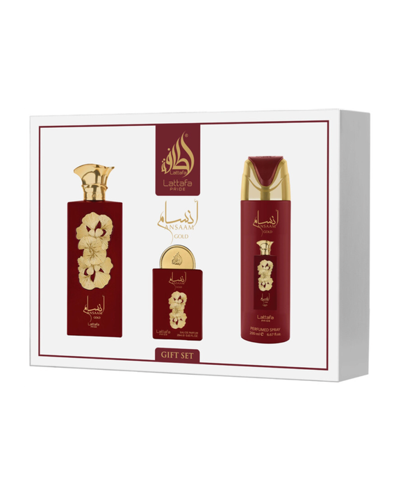 Lattafa Ansaam Gold 3-Pc Gift Set for Women Eau de Parfum 100ml