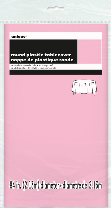 Lovely Pink Plastic Tablecover Round