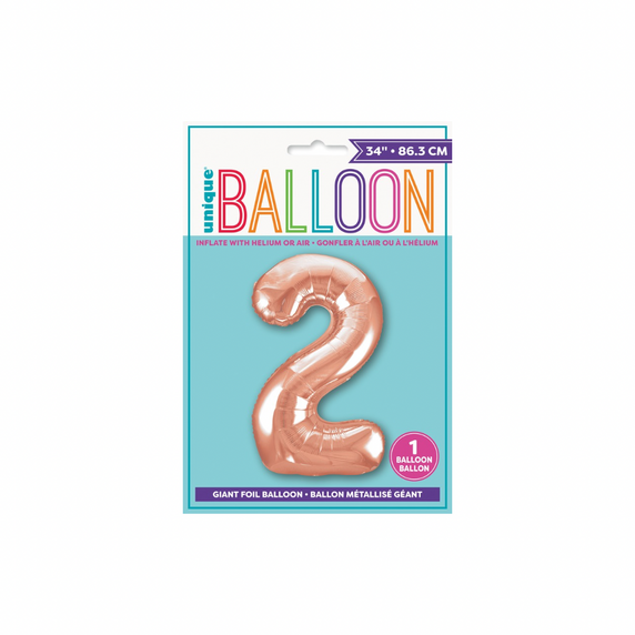 Elegant rose gold number 2 balloon for celebration display