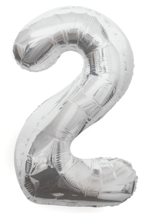 Unique Giant Foil Balloon "2" - 34 Inch Silver