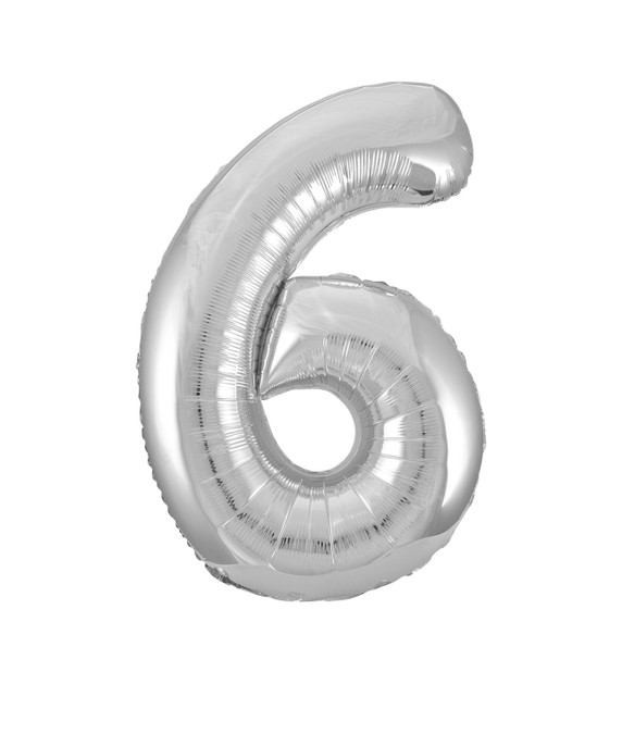 34" Balloon Number 6 Silver