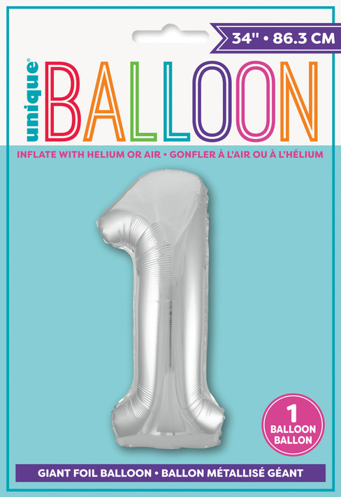 34" Balloon Number 1 Silver