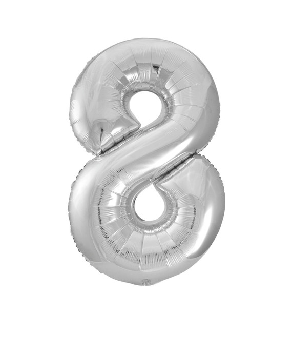 34" Balloon Number 8 Silver