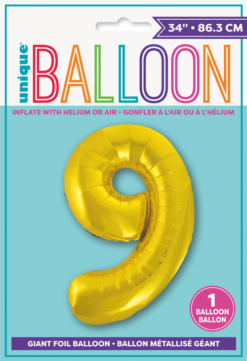 34" Balloon Number 9 Gold
