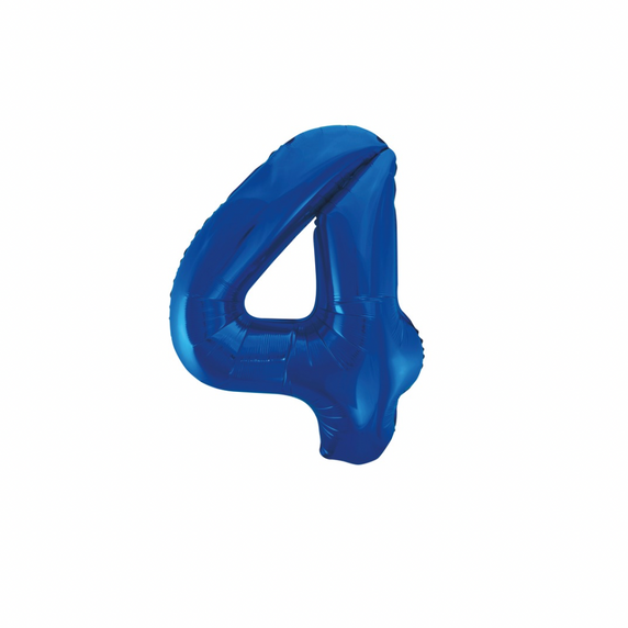 Bright blue number 4 balloon for event display