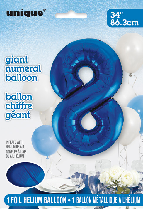 34" Giant Balloon Numeral Number 8 Blue