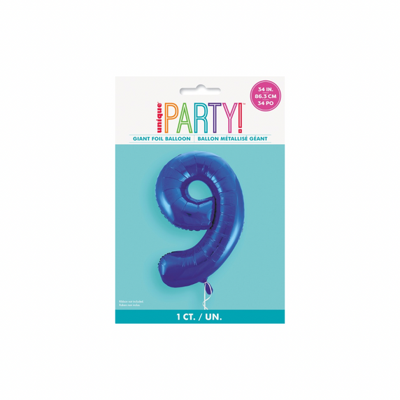 Dark blue numeral nine foil balloon for elegant setup