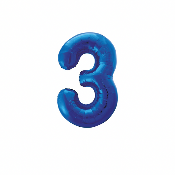 Bold blue number 3 balloon for celebration display