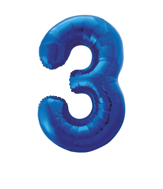 34" Giant Numeral Balloon Number 3 Blue