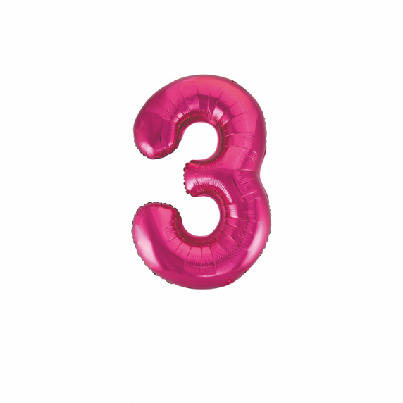 Bold hot pink number 3 balloon for celebration