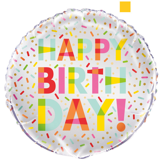 18-inch Happy Birthday Donut Party foil balloon with colorful donut graphics