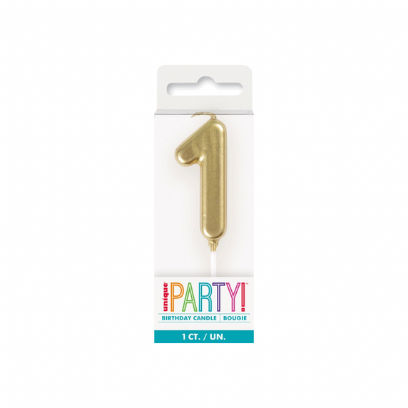 Gold Number 1 Birthday Candle – 1ct