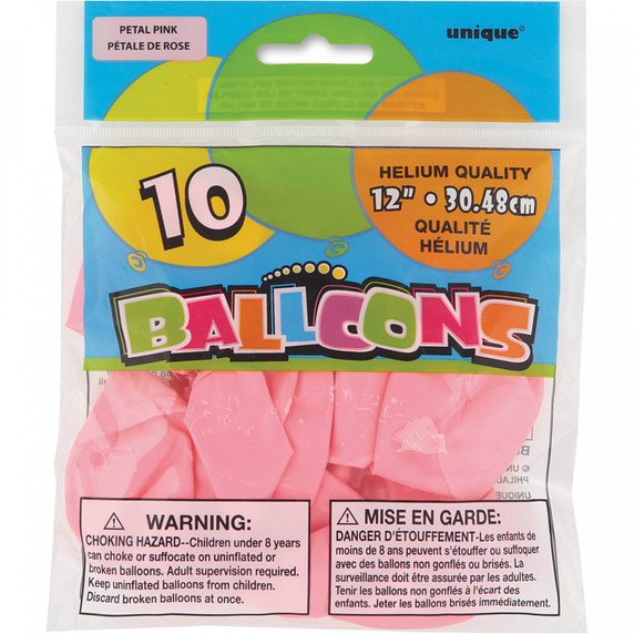 10 Balloons Helium Quality Petal Pink